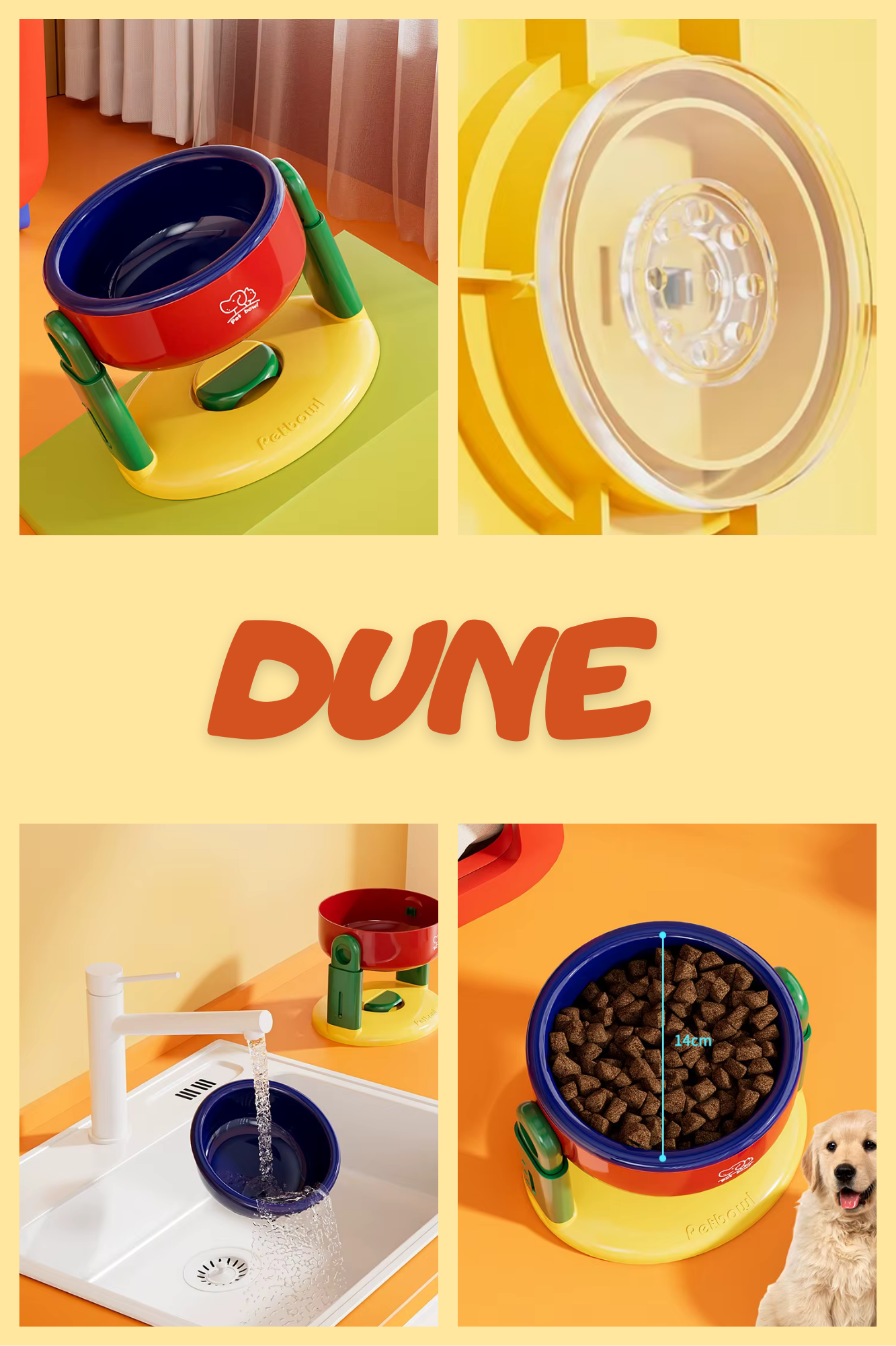 Gamelle Ajustable avec Ventouse – Confort Santé pour Chiens et Chats dune