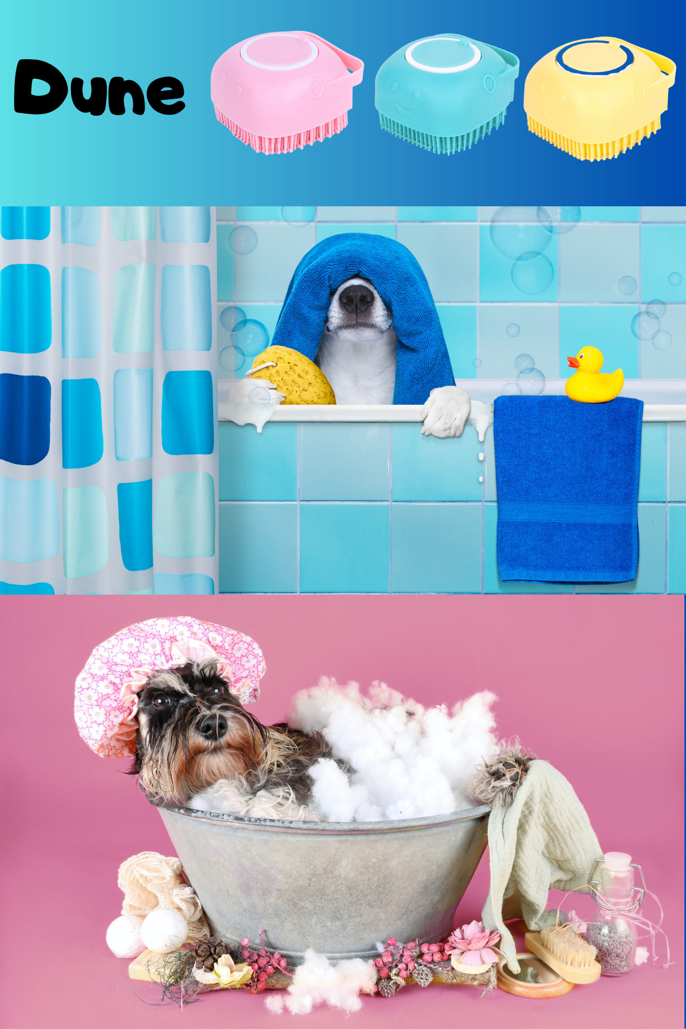 🐾 Le Bain Sans Stress – Brosse 2-en-1 pour Chien & Chat dune