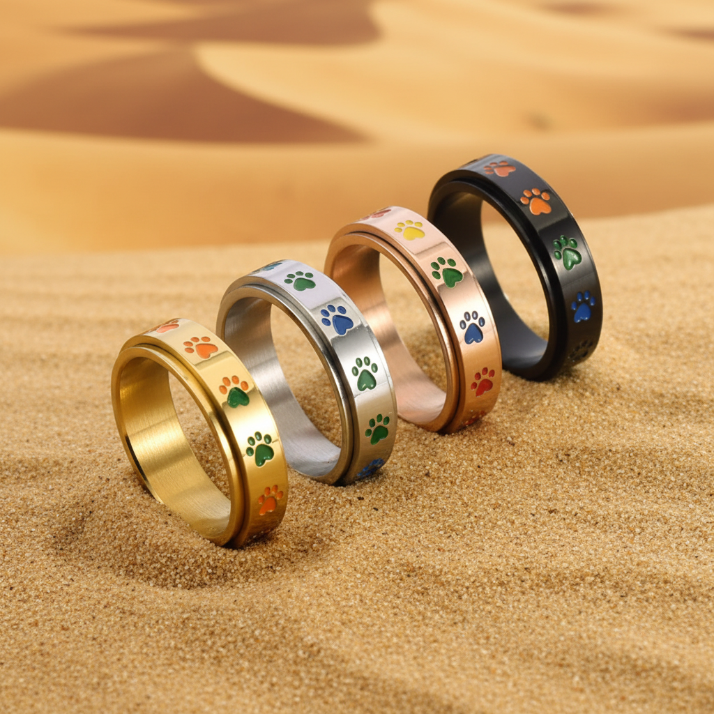 Bague Spinner Pattes – Acier Inoxydable | Édition Dune