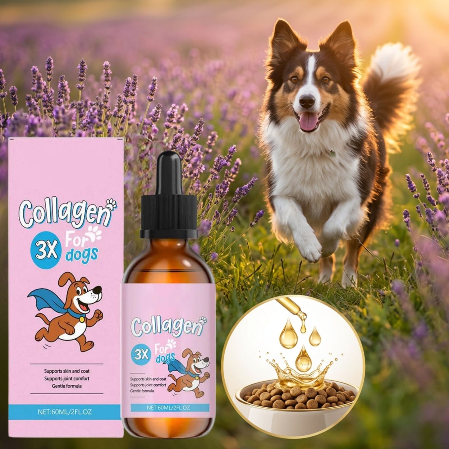 Collagène Liquide pour Chien — Articulations, Peau & Pelage