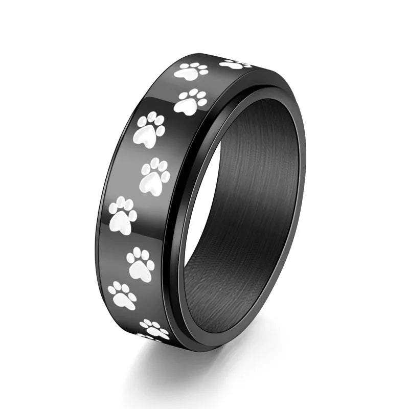 Bague Anti-Stress Rotative Empreinte de Patte — Pour Lui