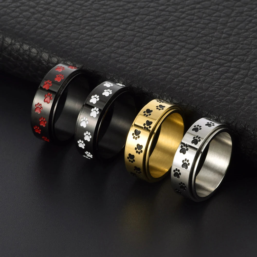 Bague Anti-Stress Rotative Empreinte de Patte — Pour Lui