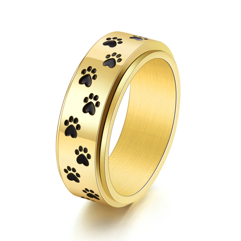 Bague Anti-Stress Rotative Empreinte de Patte — Pour Lui