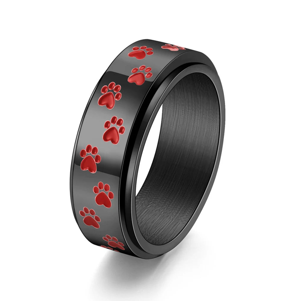 Bague Anti-Stress Rotative Empreinte de Patte — Pour Lui