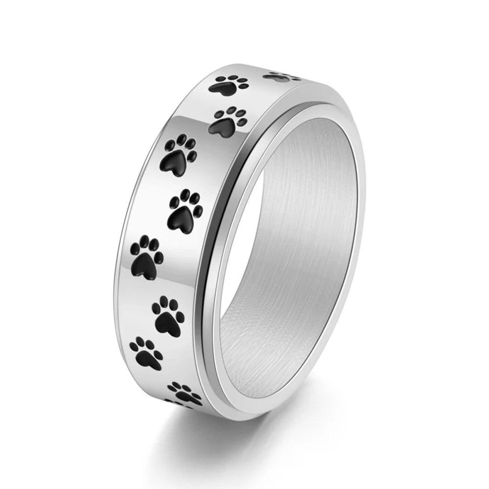 Bague Anti-Stress Rotative Empreinte de Patte — Pour Lui