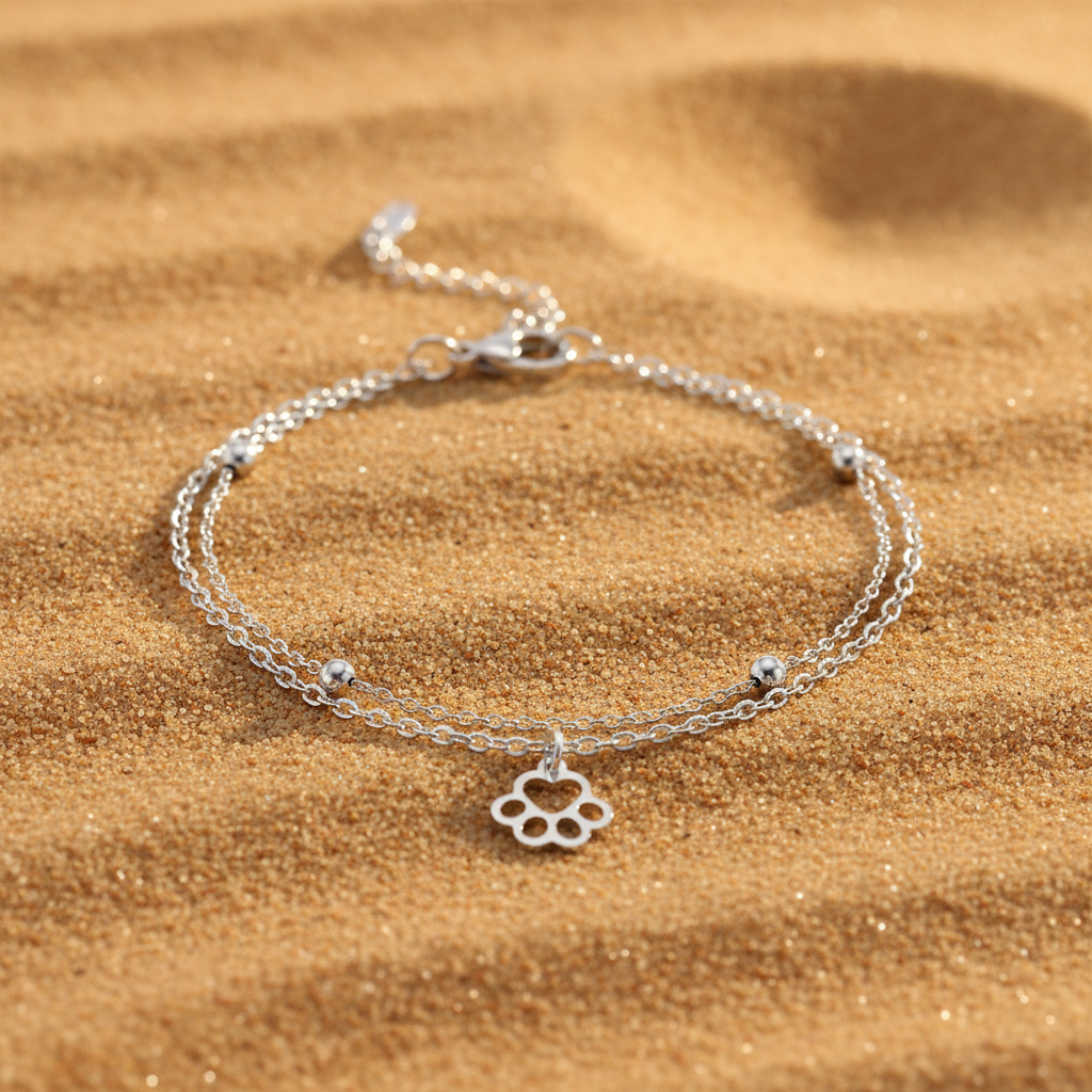 Bracelet Double Chaîne Patte & Croix — Le Lien Qu'on Porte