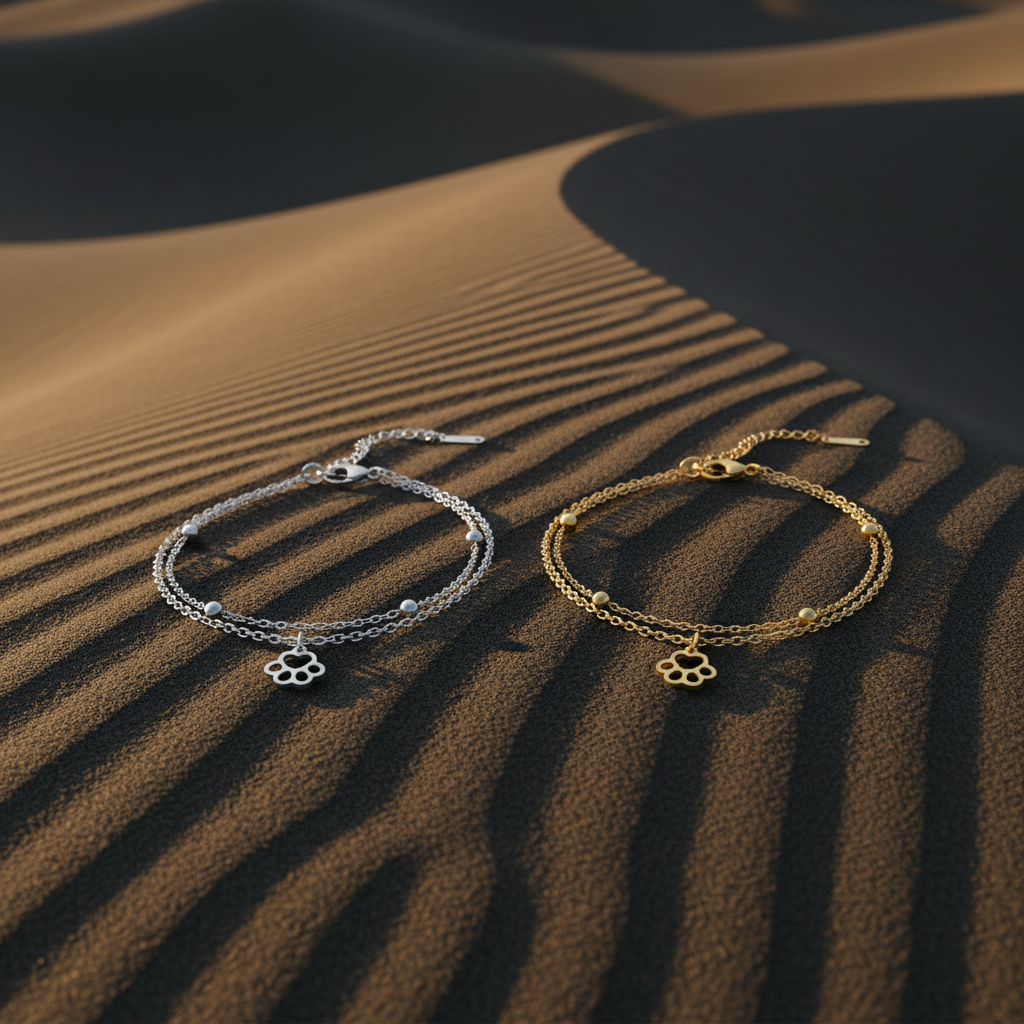 Bracelet Double Chaîne Patte & Croix — Le Lien Qu'on Porte
