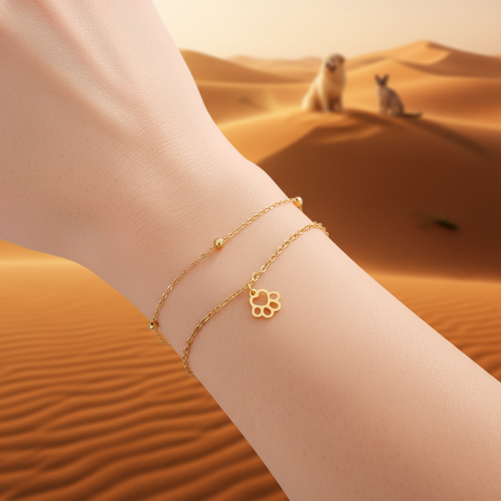 Bracelet Double Chaîne Patte & Croix — Le Lien Qu'on Porte