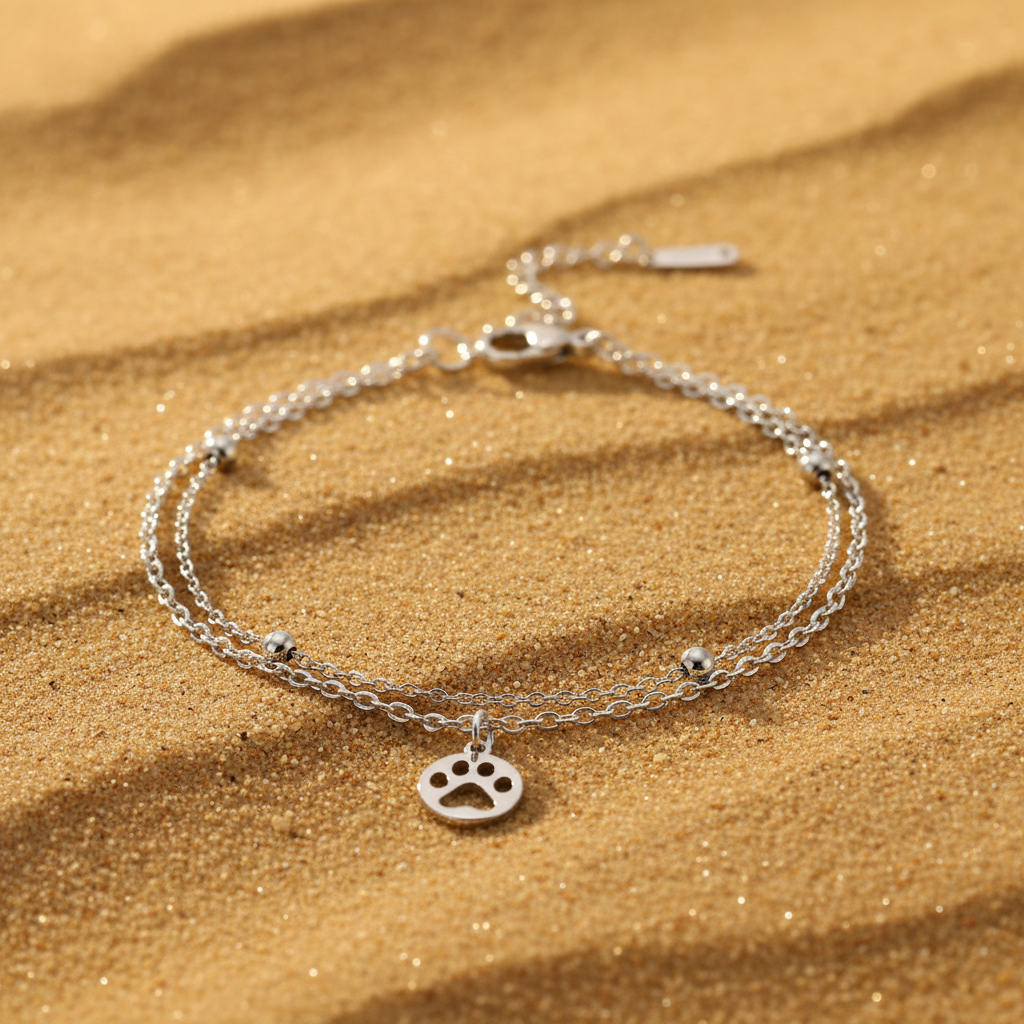 Bracelet Double Chaîne Patte & Croix — Le Lien Qu'on Porte