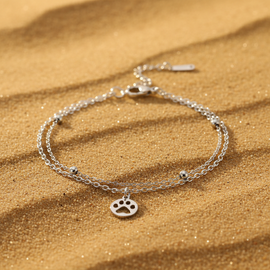 Bracelet Double Chaîne Patte & Croix — Le Lien Qu'on Porte