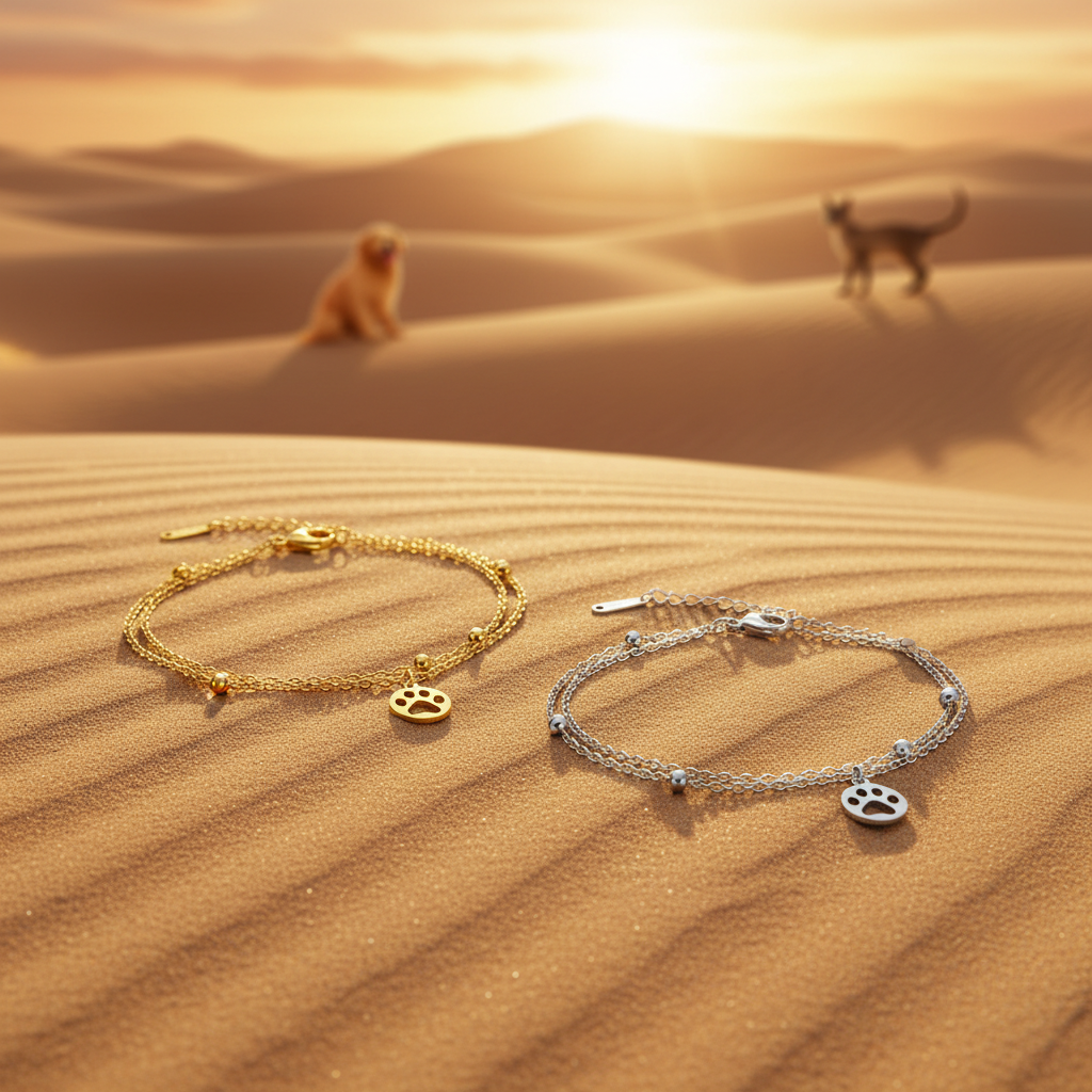 Bracelet Double Chaîne Patte & Croix — Le Lien Qu'on Porte