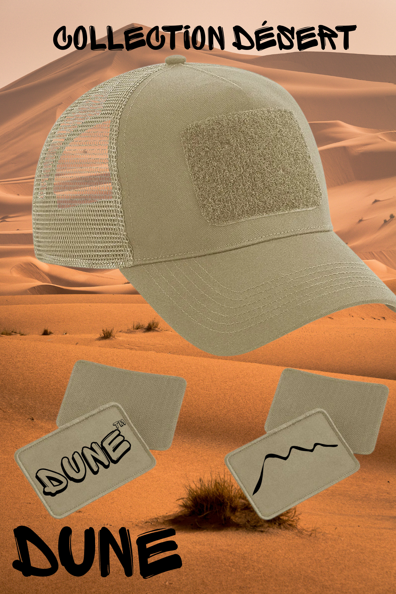 CASQUETTE DUNE™ – COLLECTION DÉSERT AVEC PATCHS PERSONNALISABLES