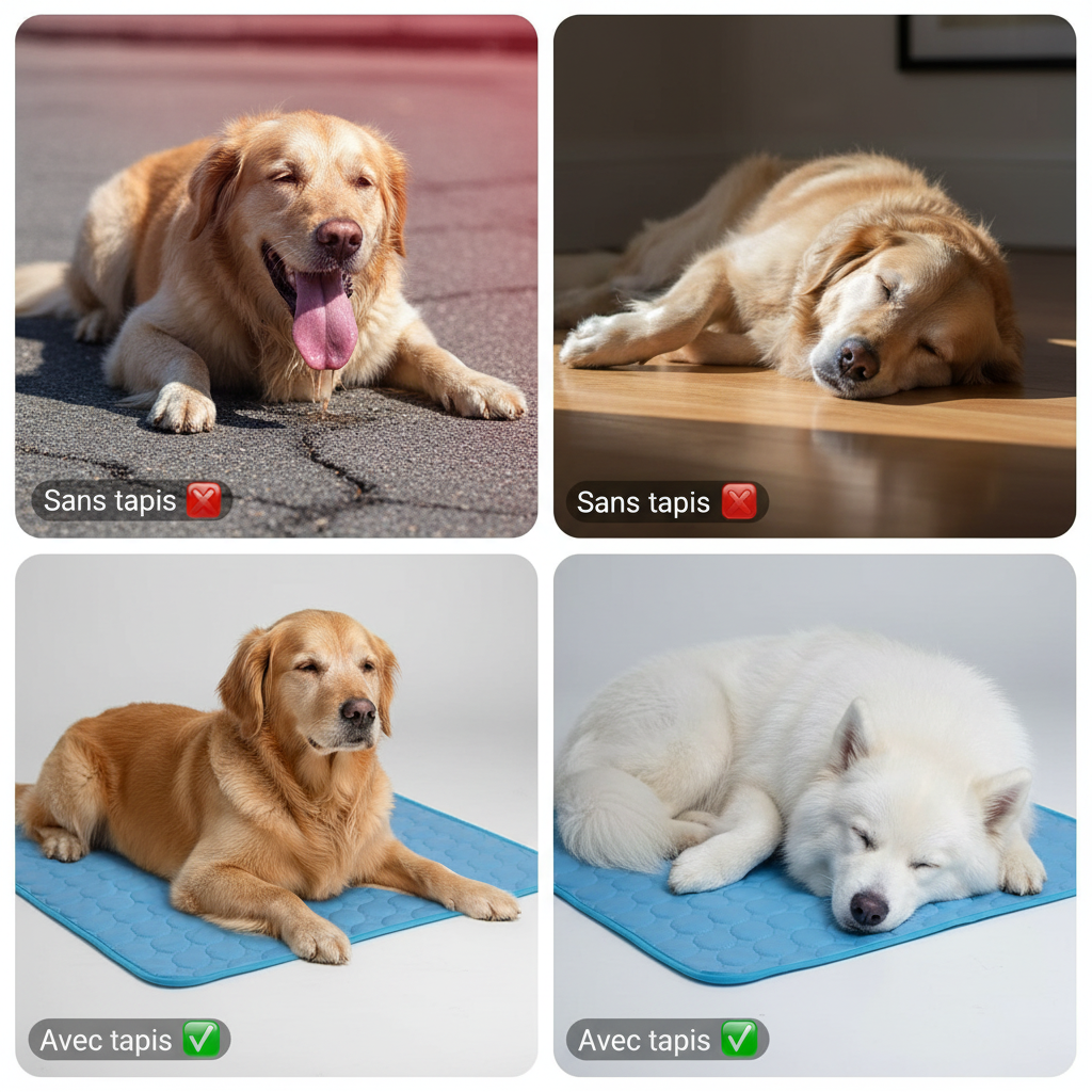 Comparaison avec et sans tapis