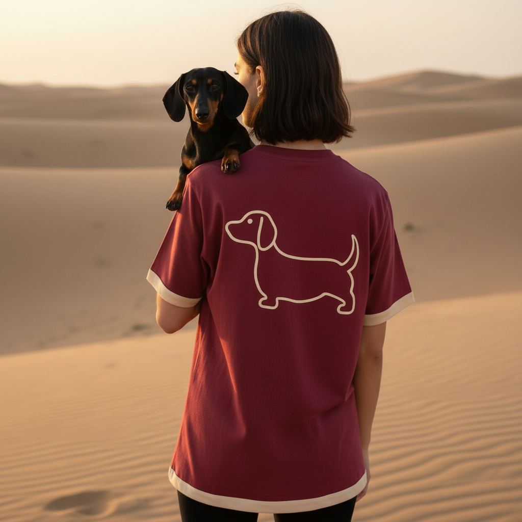 T-shirt Brodé Chien — Style Rétro, Âme Libre