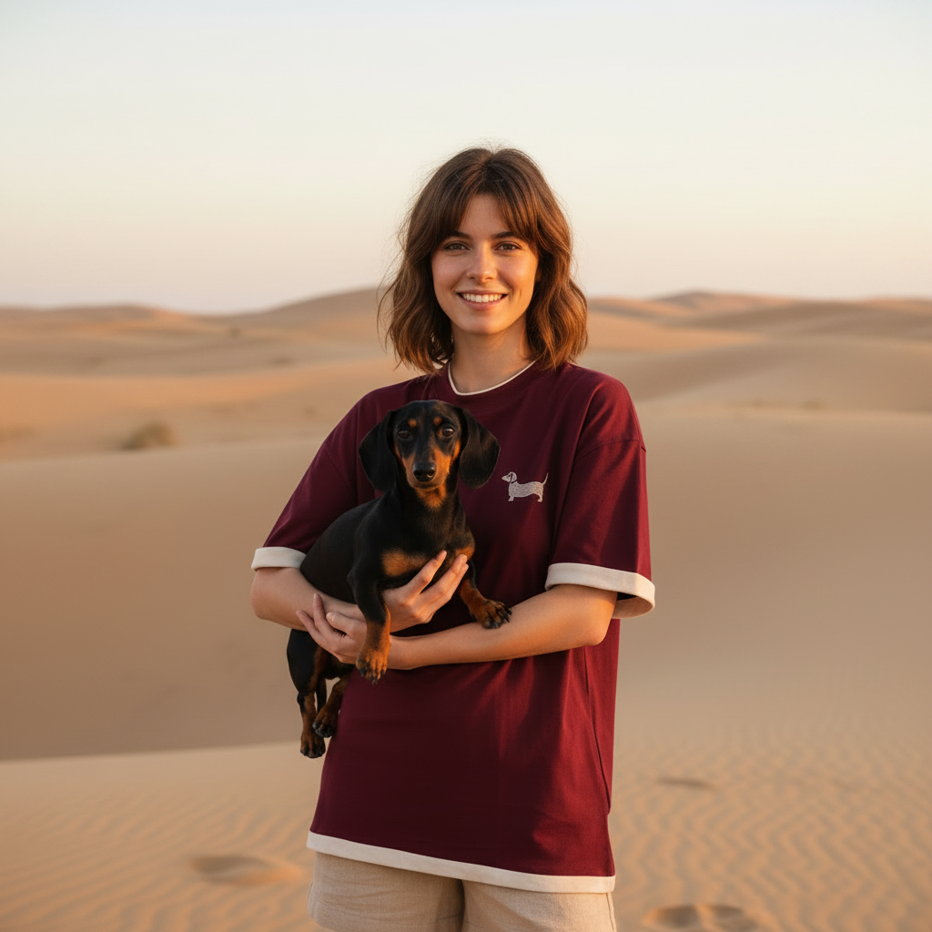 T-shirt Brodé Chien — Style Rétro, Âme Libre